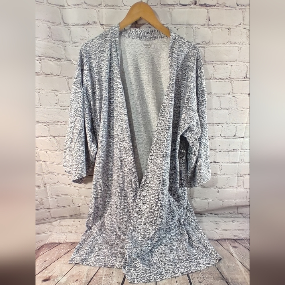 Hill Kimono Batwing Robe Blue White L Gem